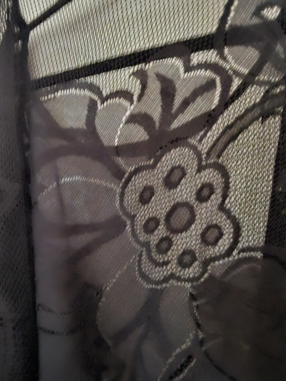 ​VTG Style Black Sheer Mesh Floral Lace Poncho Kimono Fringe Kaftan Top - Picture 8 of 8
